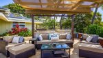 sip a cool beverage and relax in the 15x15` gazebo seating area with shade cover